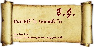 Bordás Germán névjegykártya